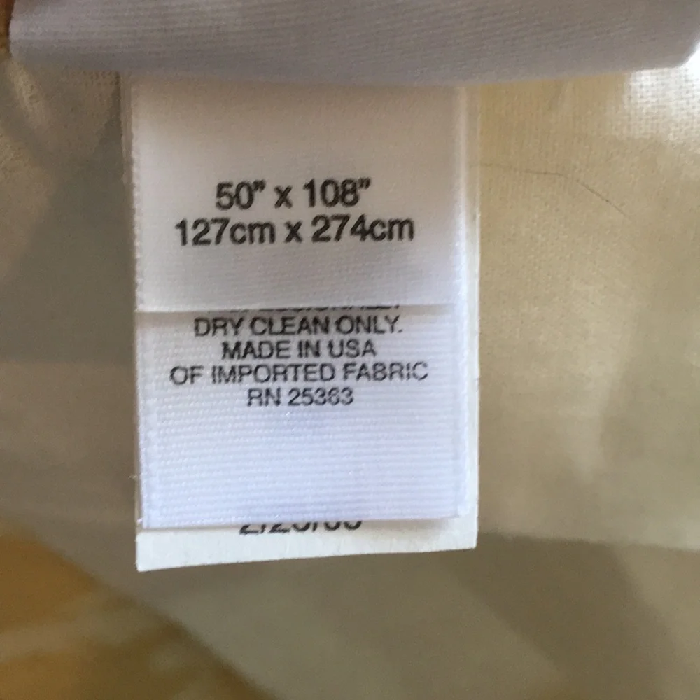 (1) 108” Restoration Hardware Linen Damask Drapery
